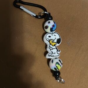Snoopy Phone Charm with Black and White Beads